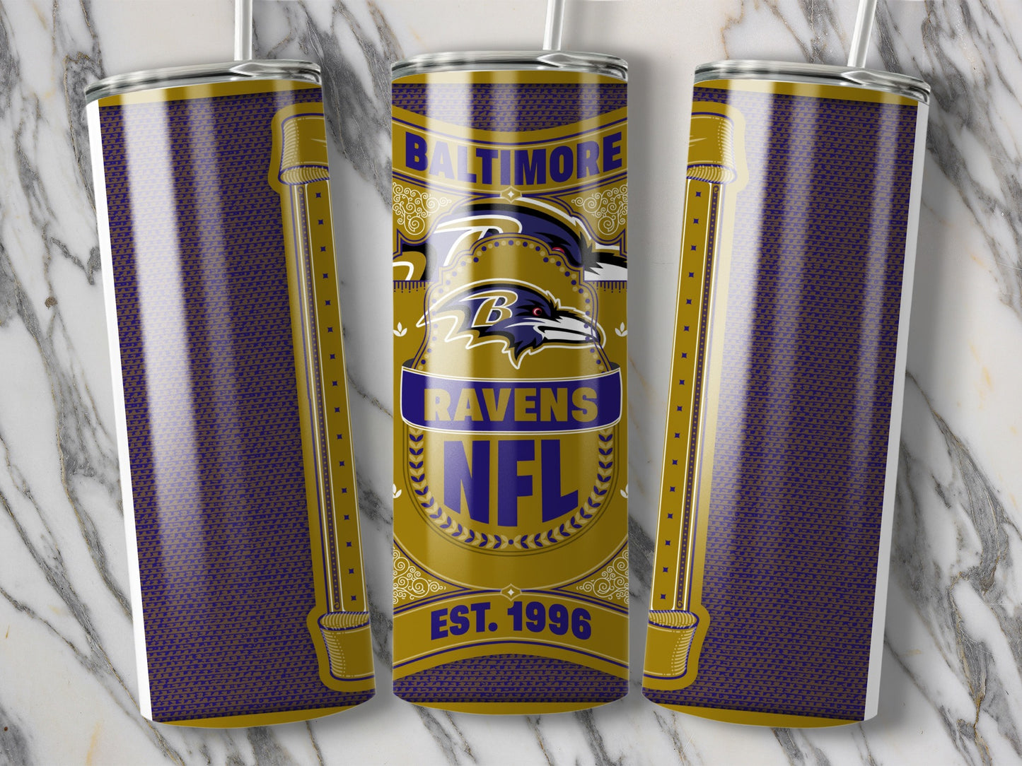 Baltimore Ravens NFL Logo Established 1996 Decorative Tumbler