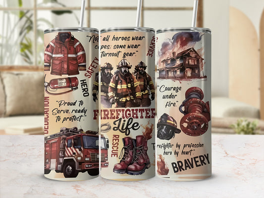 Firefighter Life Rescue Safety Hero Bravery Tumblers
