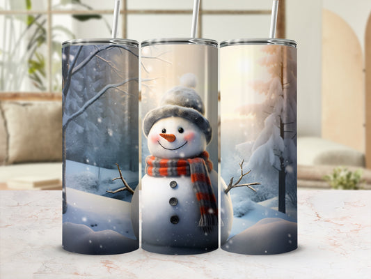 Cute Snowman with Winter Scenery Tumbler Cup