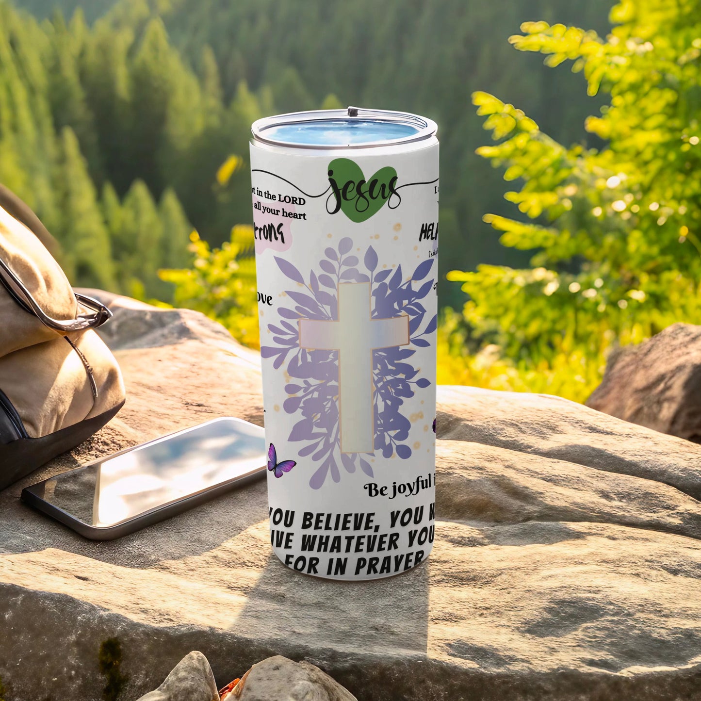 Inspirational Jesus Cross Design Travel Mug for Daily Use