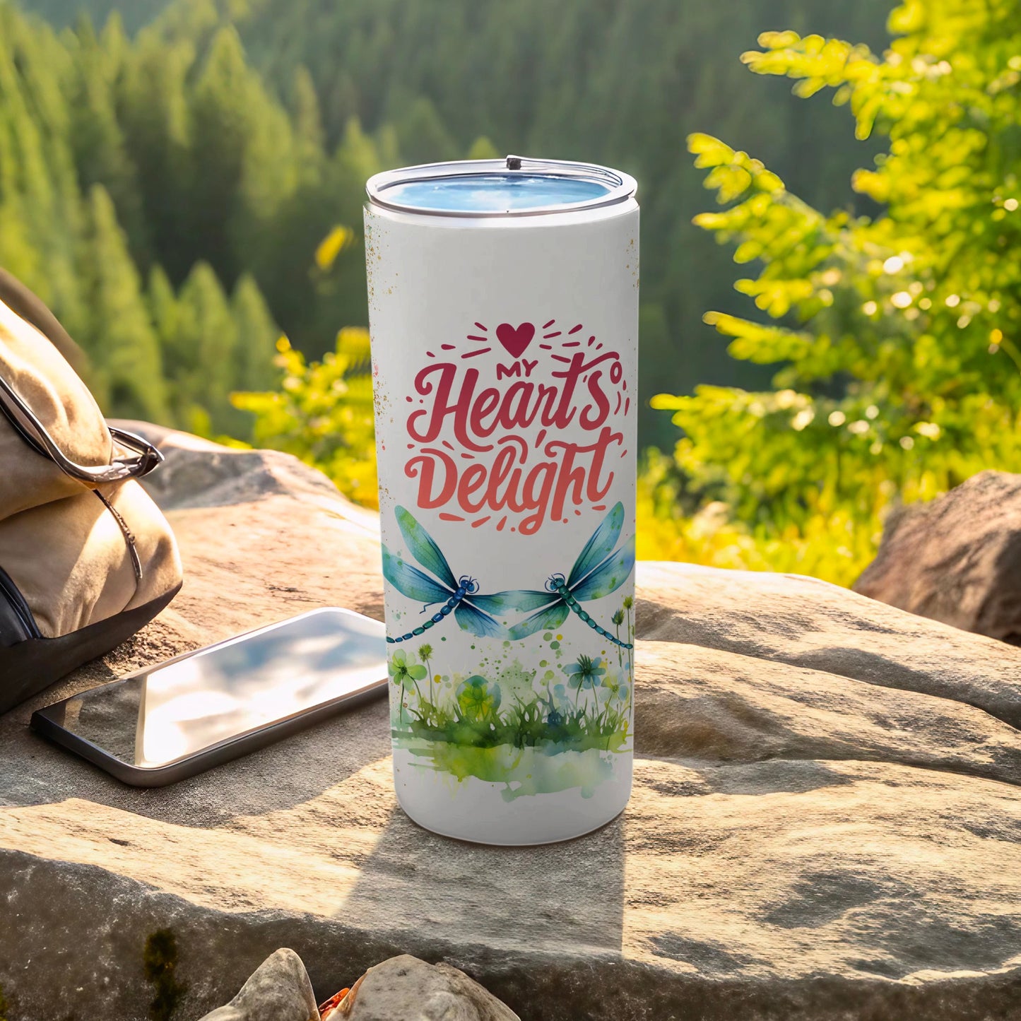 My Heart's Delight Dragonfly Design Tumbler