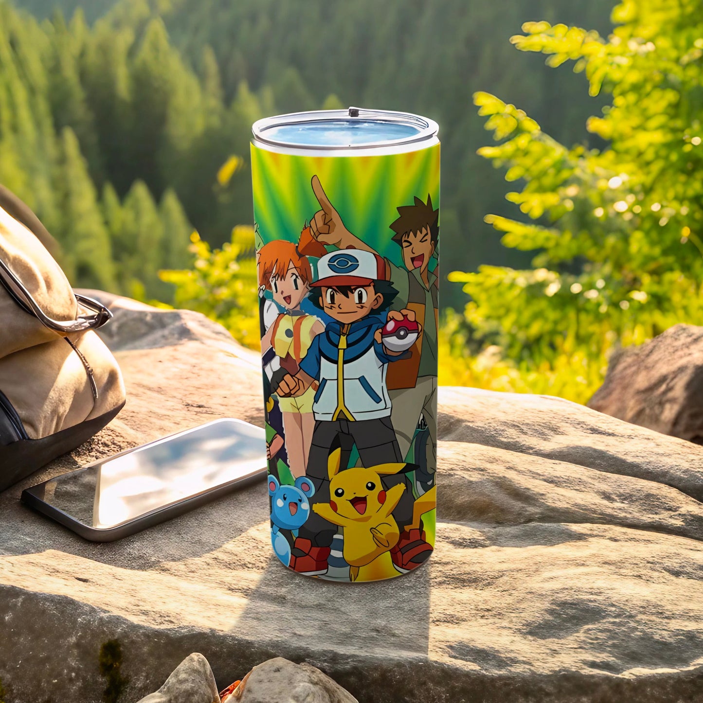 Ash Pikachu Brock Misty Image Vacuum Tumbler Cup Flask