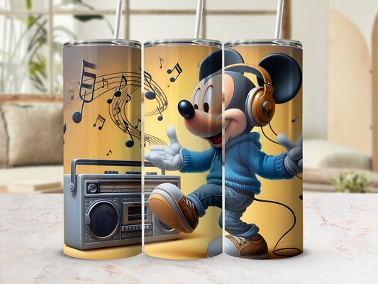 Musical Mouse with Headphones Tumbler Cup Travel Beverage