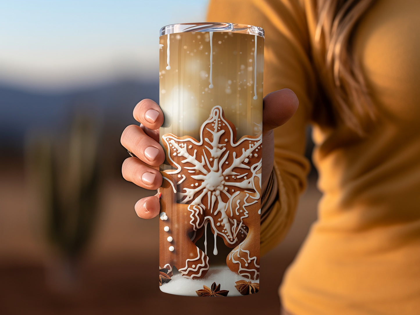 Festive Gingerbread Snowflake Insulated Tumbler