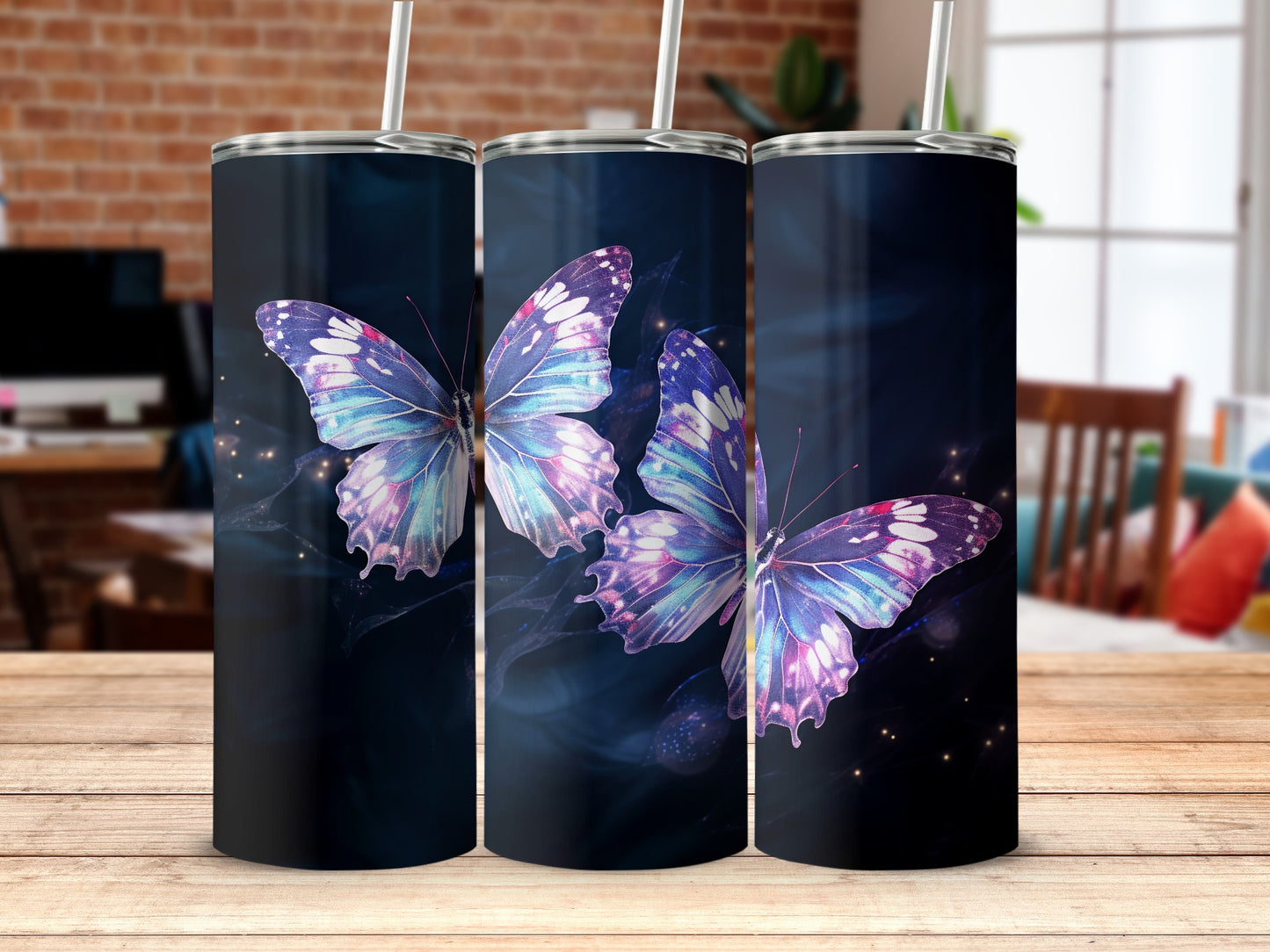 Vibrant Blue Purple Butterflies Dark Glowing Tumbler product type
Tumbler
Butterfly
Blue Butterfly
Purple Butterfly
Glowing Butterfly
Nature Design
Insect Art
Dark Background
Whimsical Drinkware
Ethereal Design
Skinny Tumbler
Insulated Cup
Gift Idea
Unique Tumbler
Drinkware
Aesthetic Cup
Radiant Butterflies
Magical Design
Gradient Colors
Travel Tumbler
