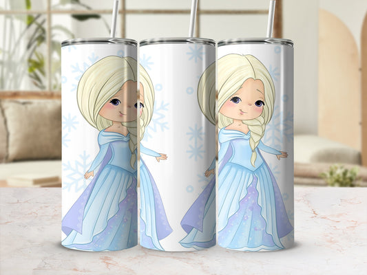 Cute Snow Princess Tumbler with Straw for Kids