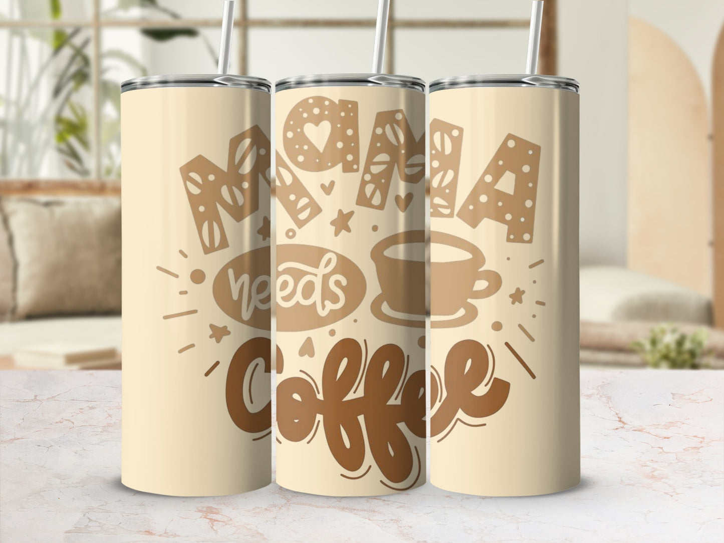 Mama Needs Coffee Insulated Tumbler With Straw Flask
