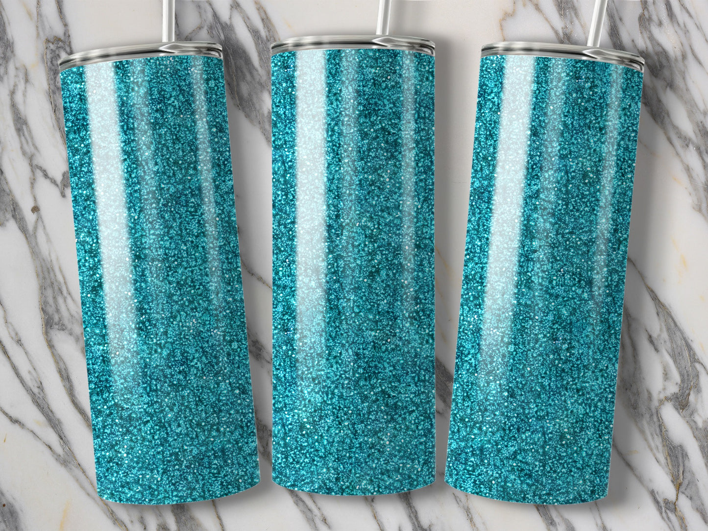 Sparkly Turquoise Glitter Tumbler for Stylish Beverage