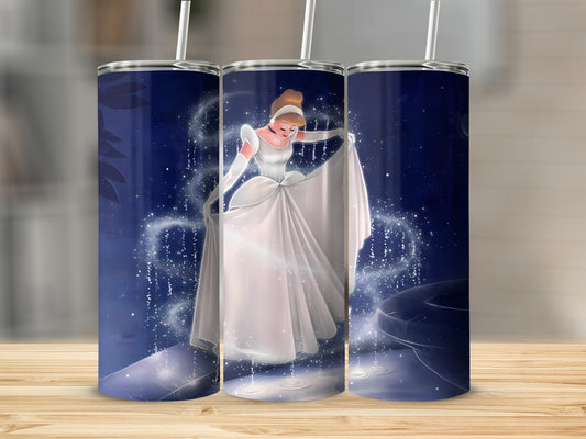 Enchanted Princess Scene on Blue Tall Tumbler Product