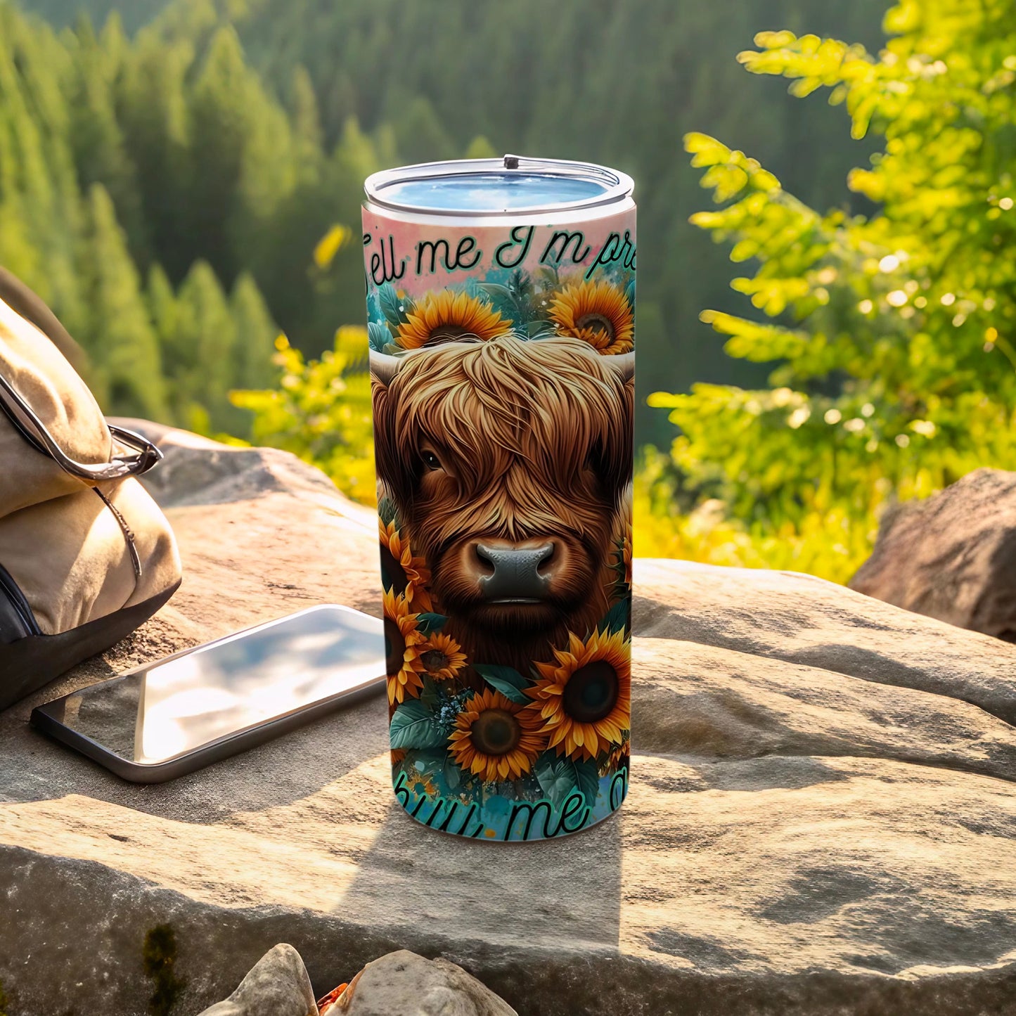 Cute Highland Cow and Sunflowers Design Tumbler