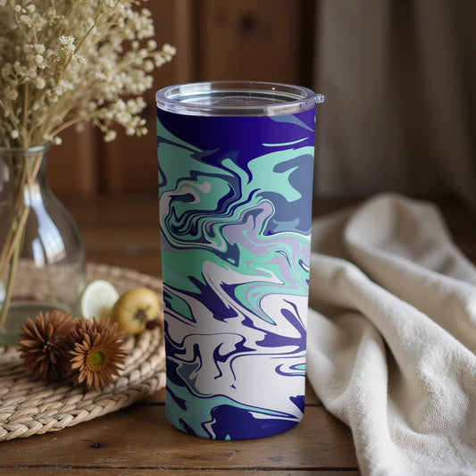 Stylish Swirl Patterned Insulated Travel Tumbler