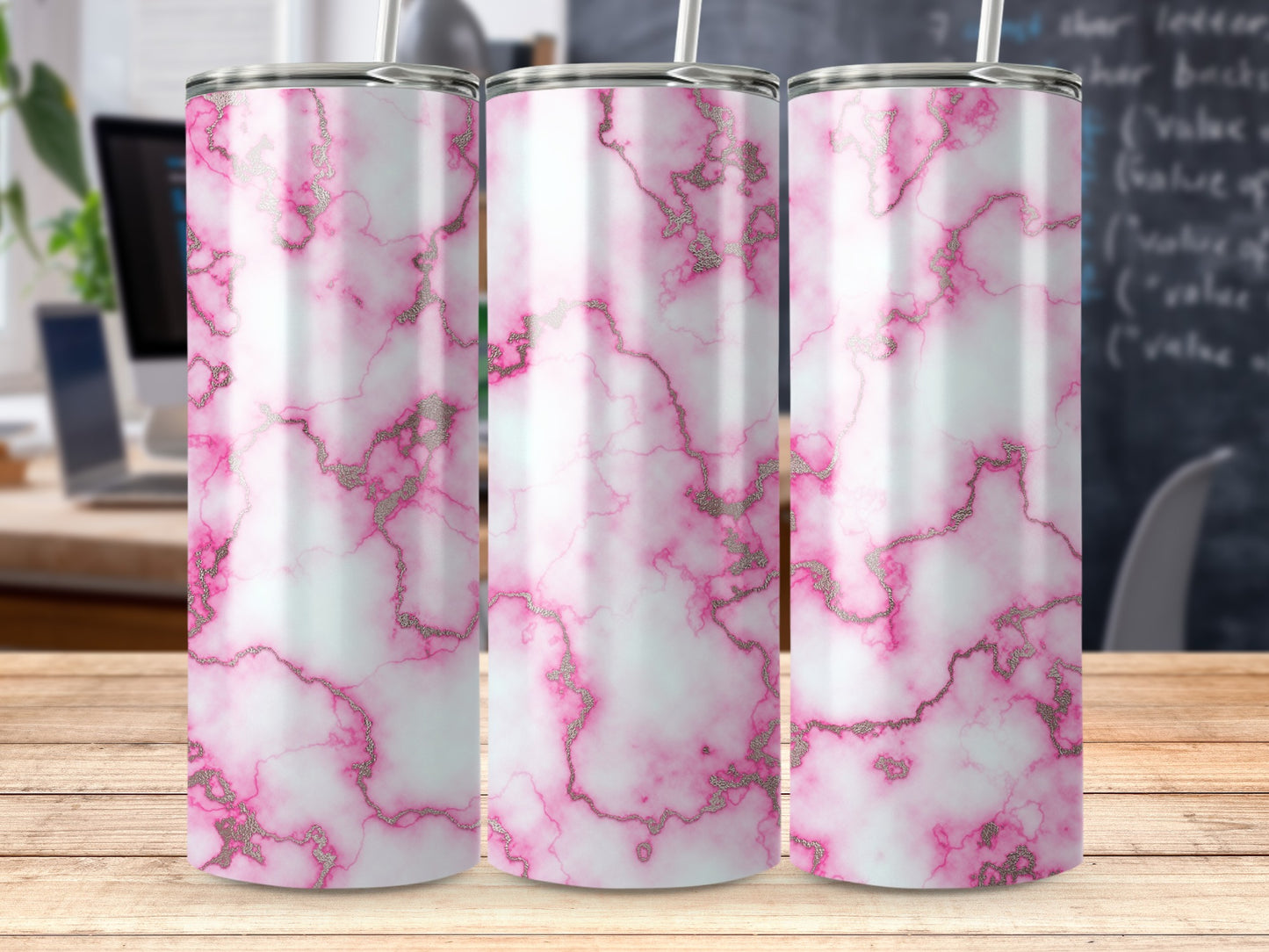 Pink White Glitter Marble Pattern Tumbler product type