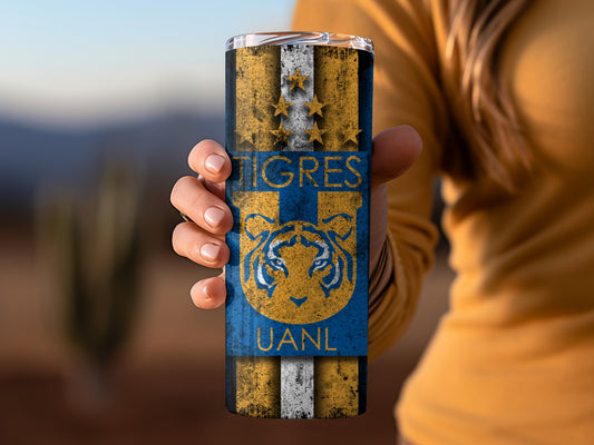 Tigres UANL Blue and Yellow Design Tumbler