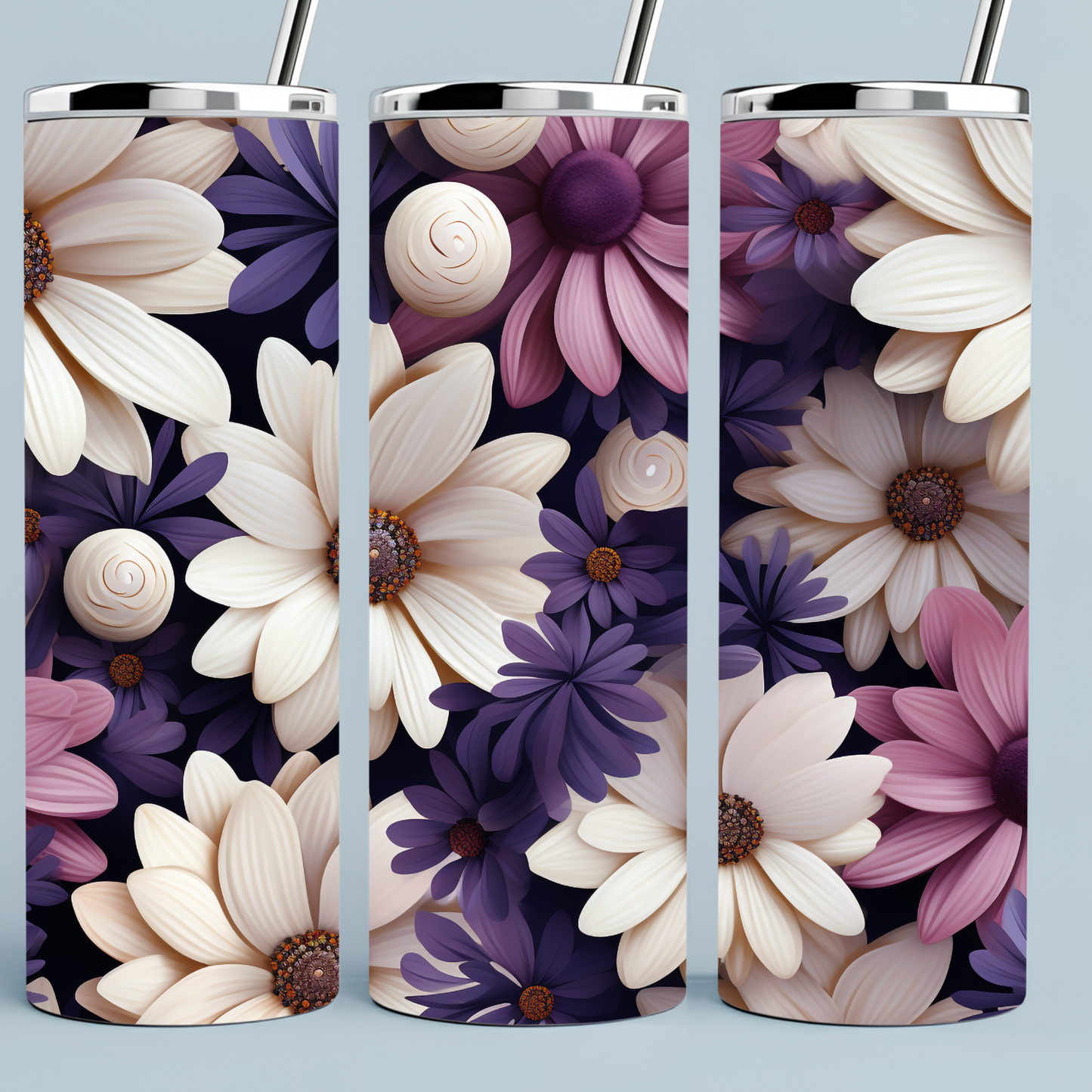 Purple White Daisy tumbler