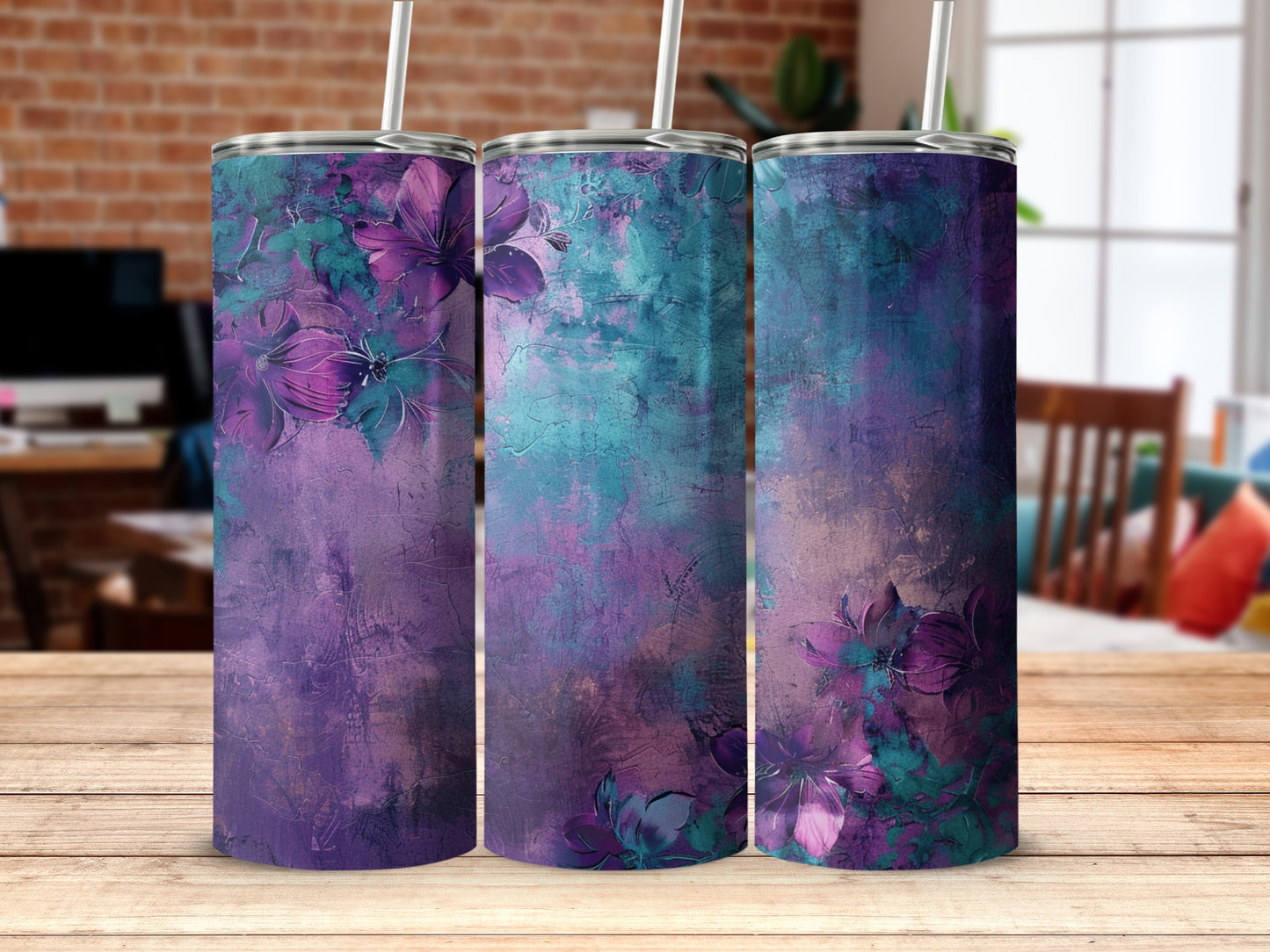 Colorful Floral Design Tumbler with Artistic Patterns
