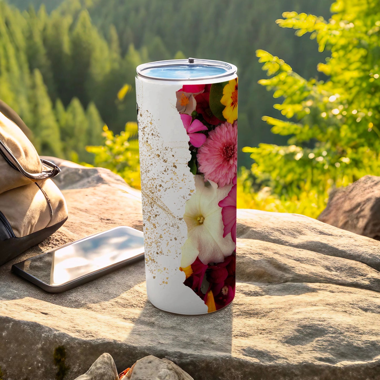 Floral Design Stainless Steel Insulated Tumbler Cup