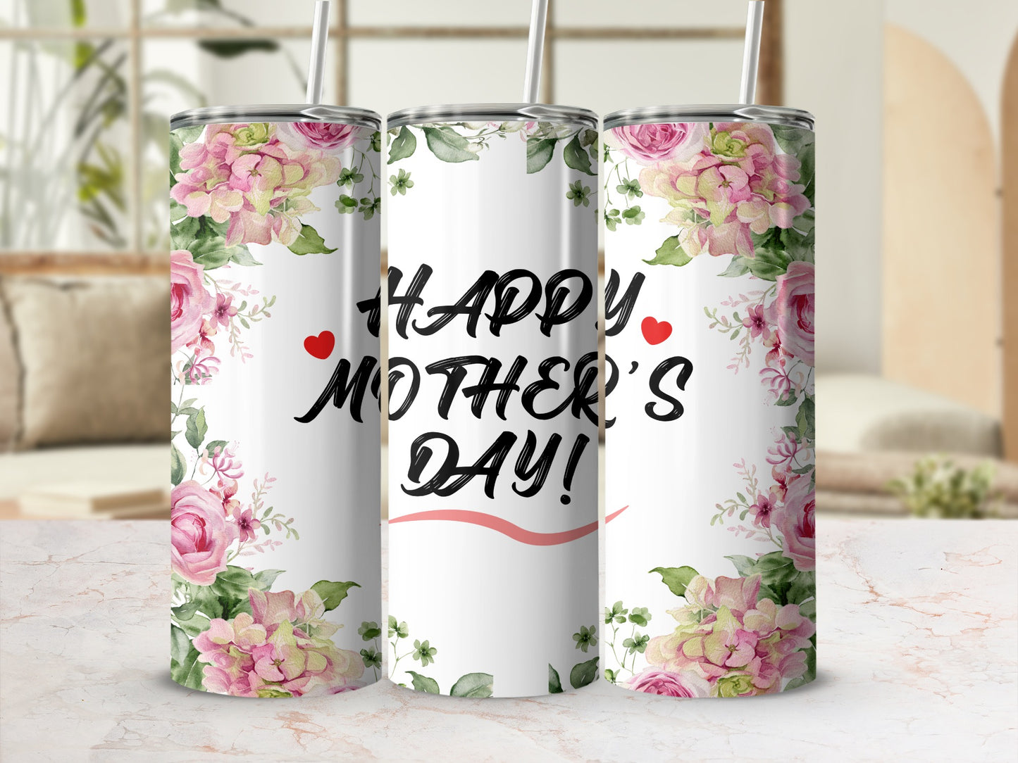 Floral Happy Mother's Day Theme Tumbler Design