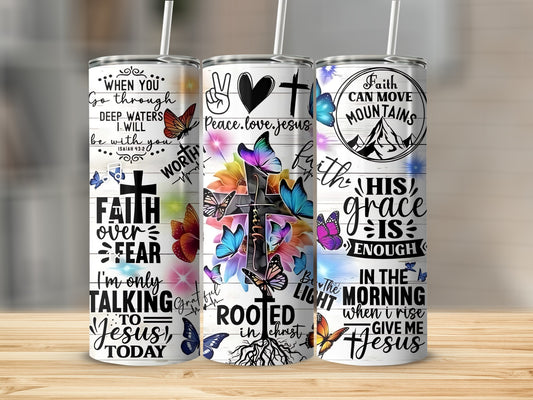Inspirational Faith and Nature Design Drink Tumbler