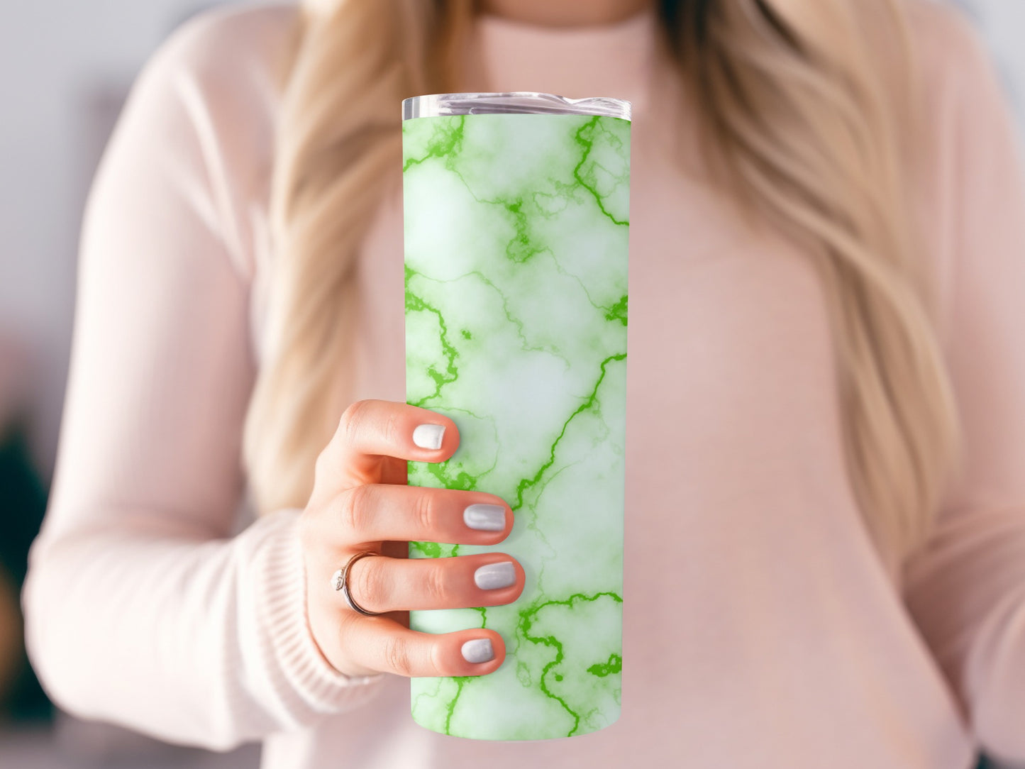 Lime Veins On White Pattern Artistic Design Tumblers