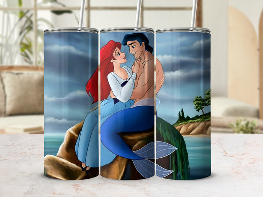 Mermaid and Prince Romantic Scene Tumbler