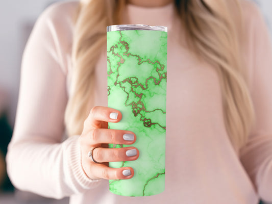Lime Green With Rose Gold Marble Veins Pattern Tumblers