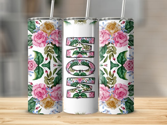 MOM Floral Tumbler Pink Yellow Rose Design product type