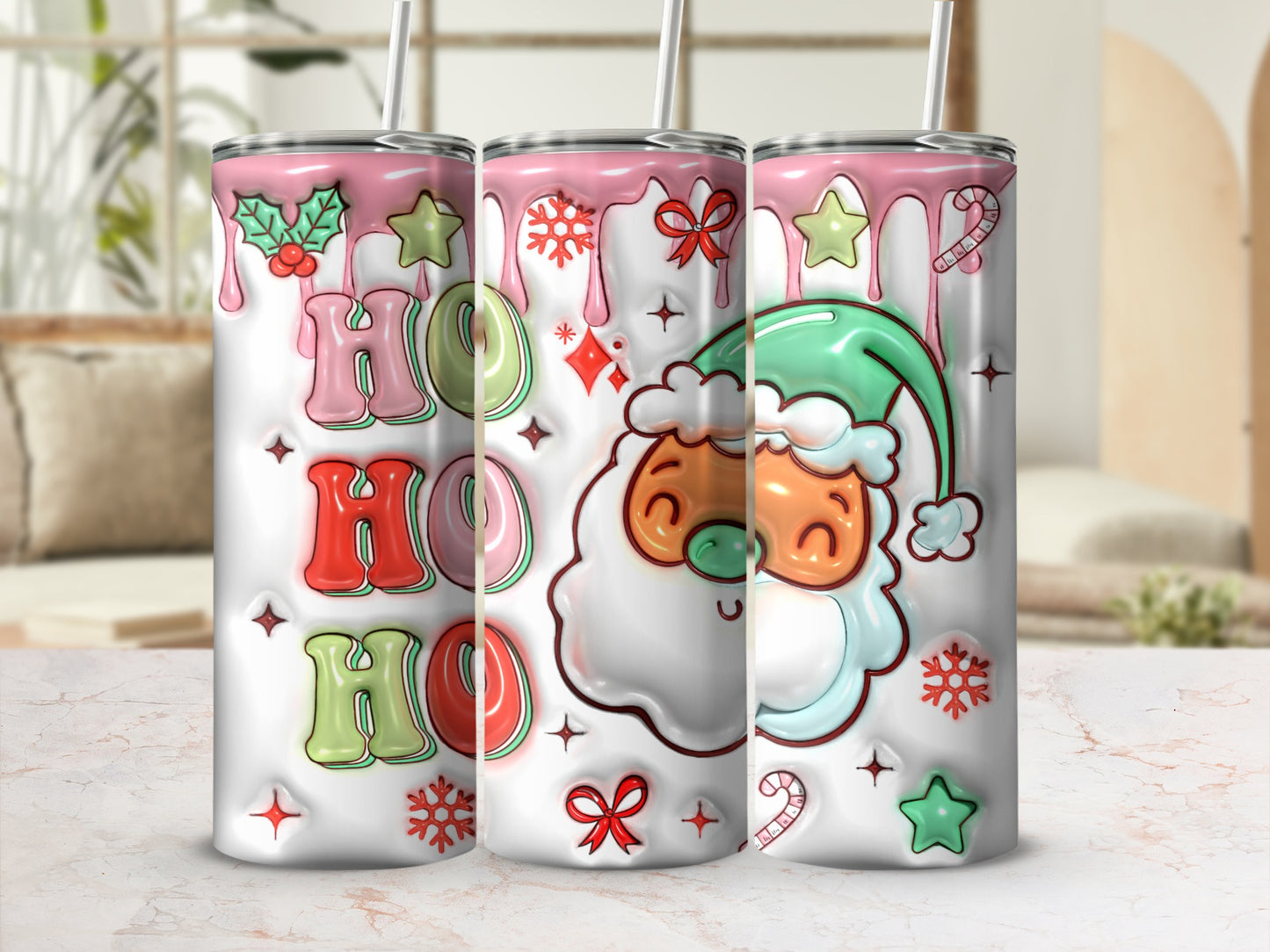 Festive Santa and Ho Ho Ho Christmas Tumbler