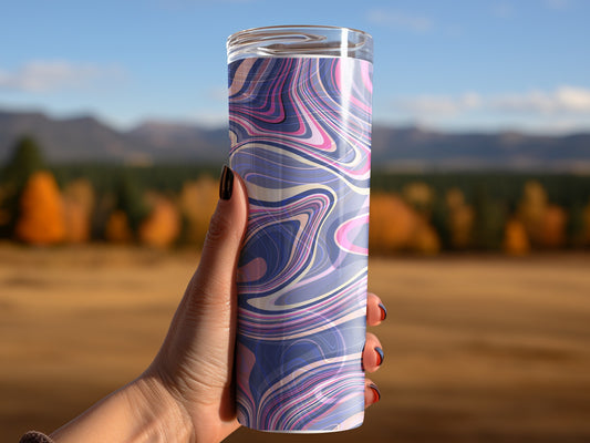 Abstract Swirls in Pink Blue and White Artistic Tumblers