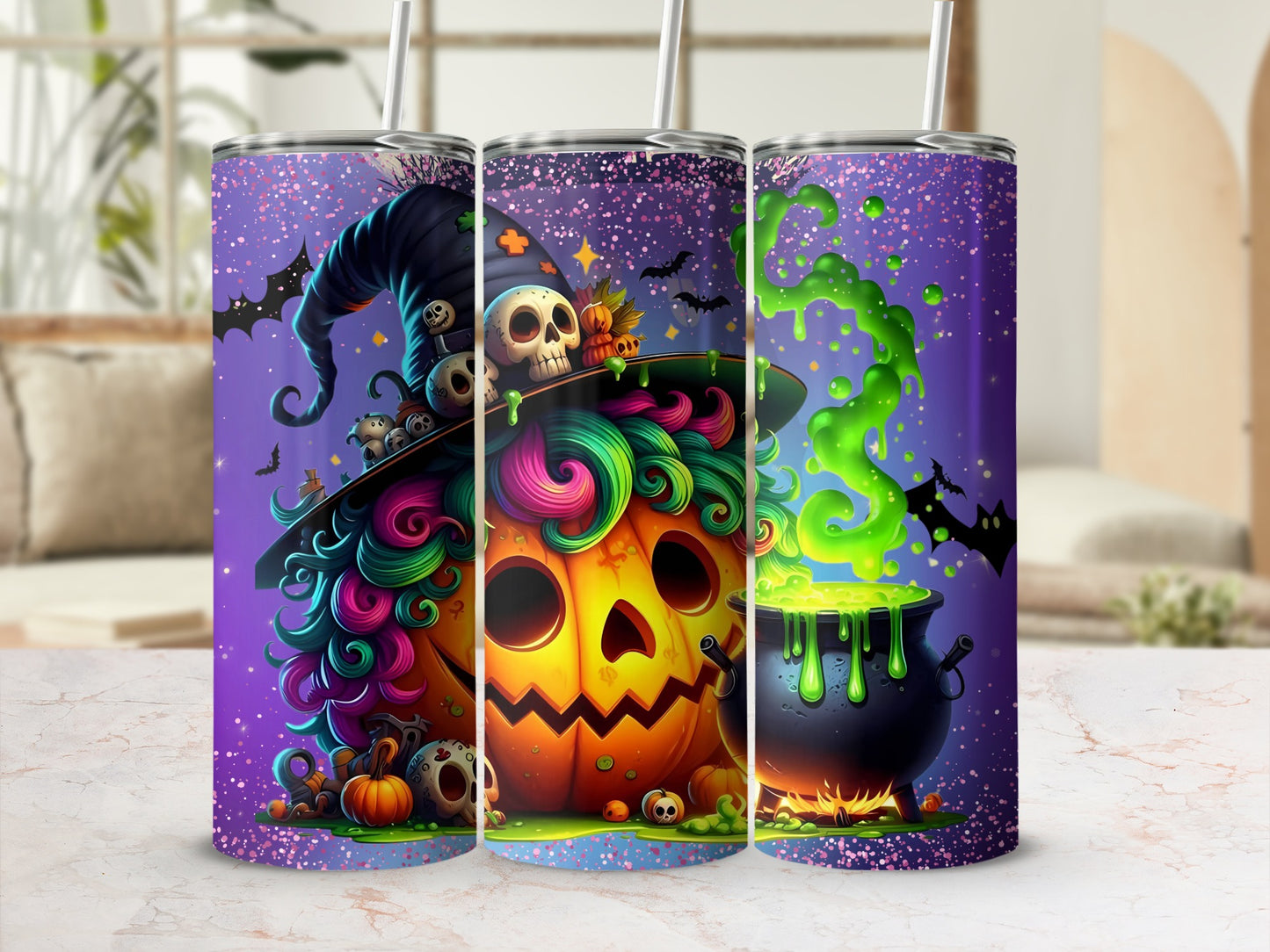 Colorful Halloween Pumpkin Witch Hat Tumbler product