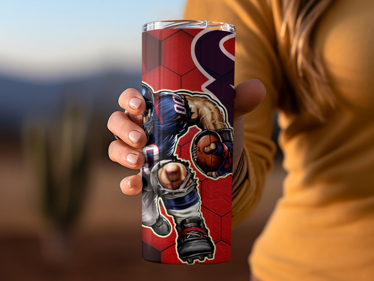 Houston Texans Monster Football Player With Logo Tumblers