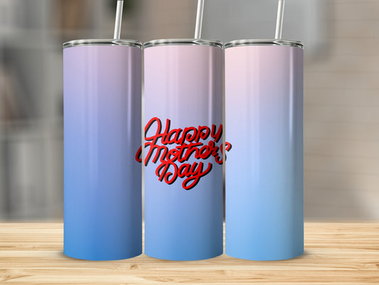 Three tumblers with a gradient of purple to blue, and "Happy Mother's Day" text.