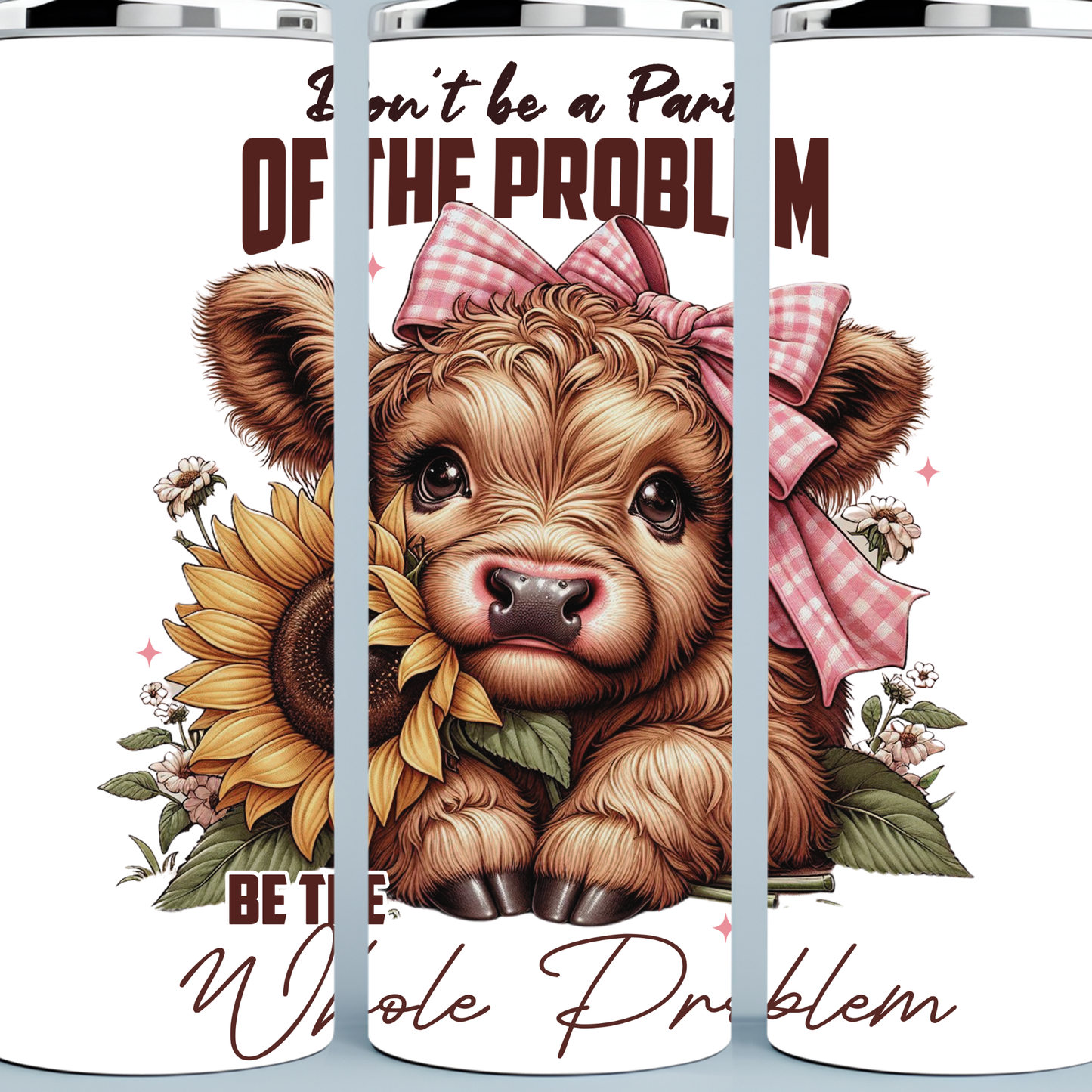 Valentine Highland Cow with Pink bow tumbler