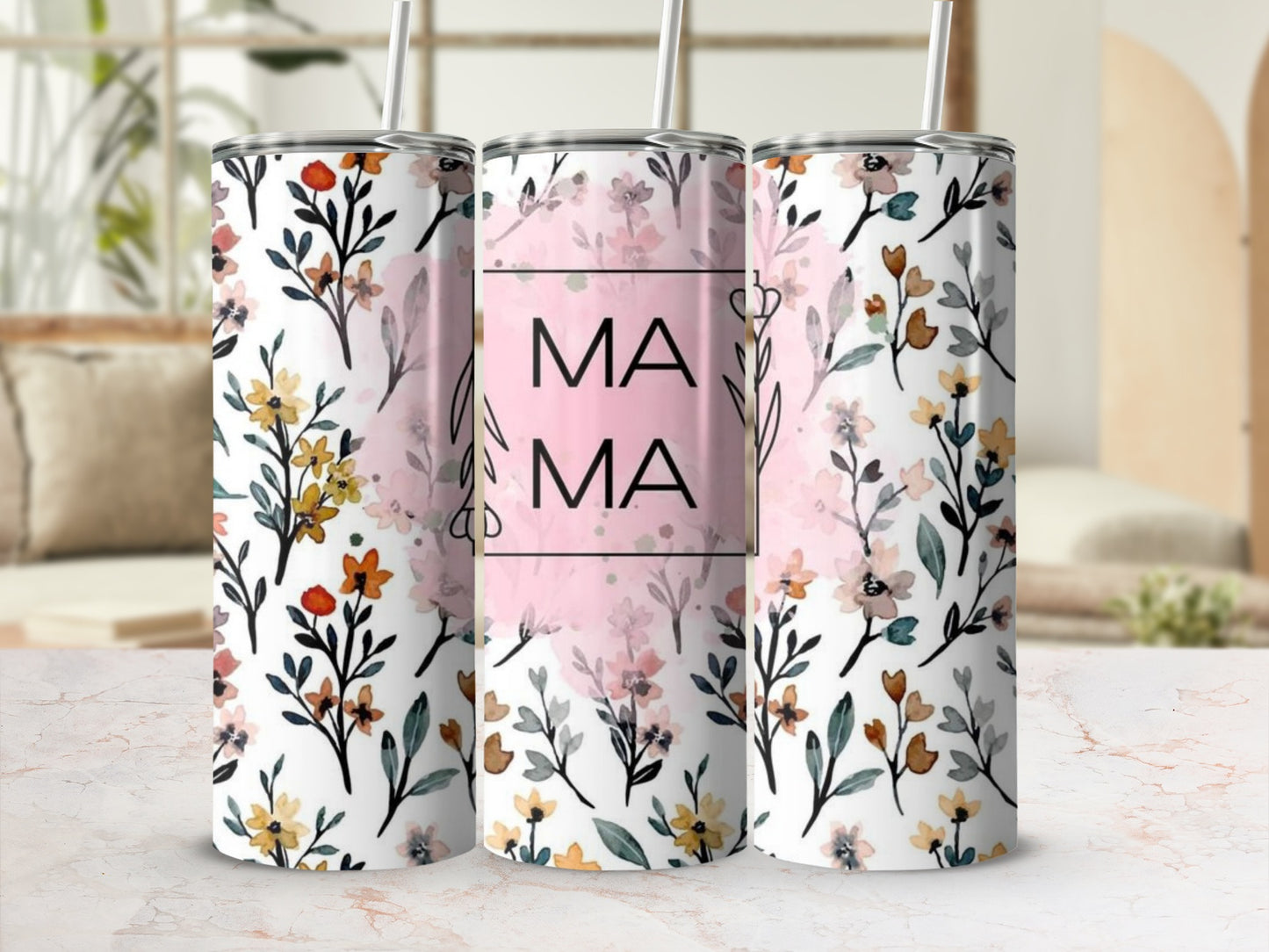Floral MAMA Insulated Tumbler for Stylish Hydration