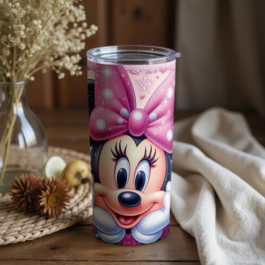 Adorable Minnie Mouse Tumbler Featuring Pink Bow Design
