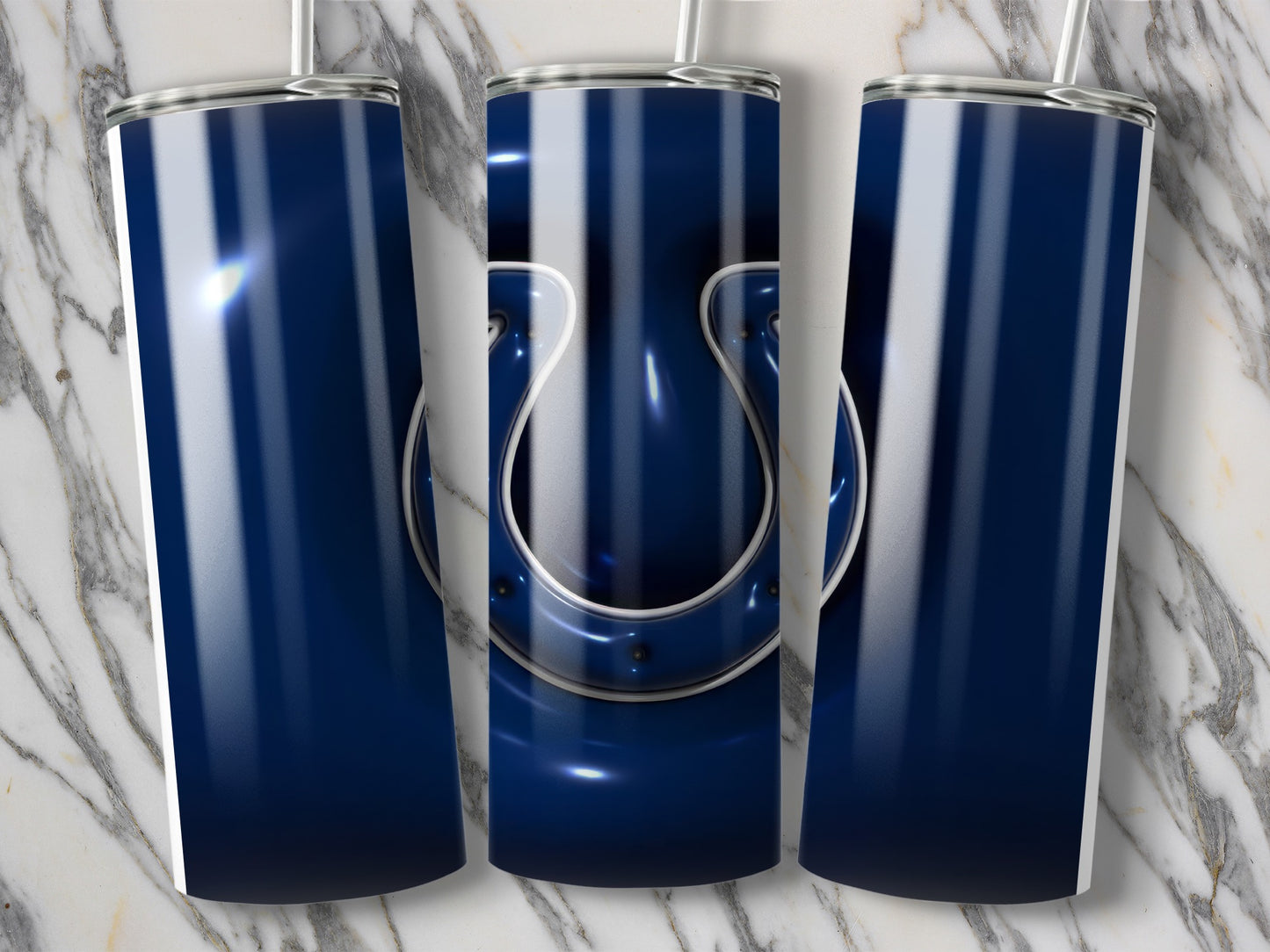 Indianapolis Colts Horseshoe Graphic Design Blue Tumblers
