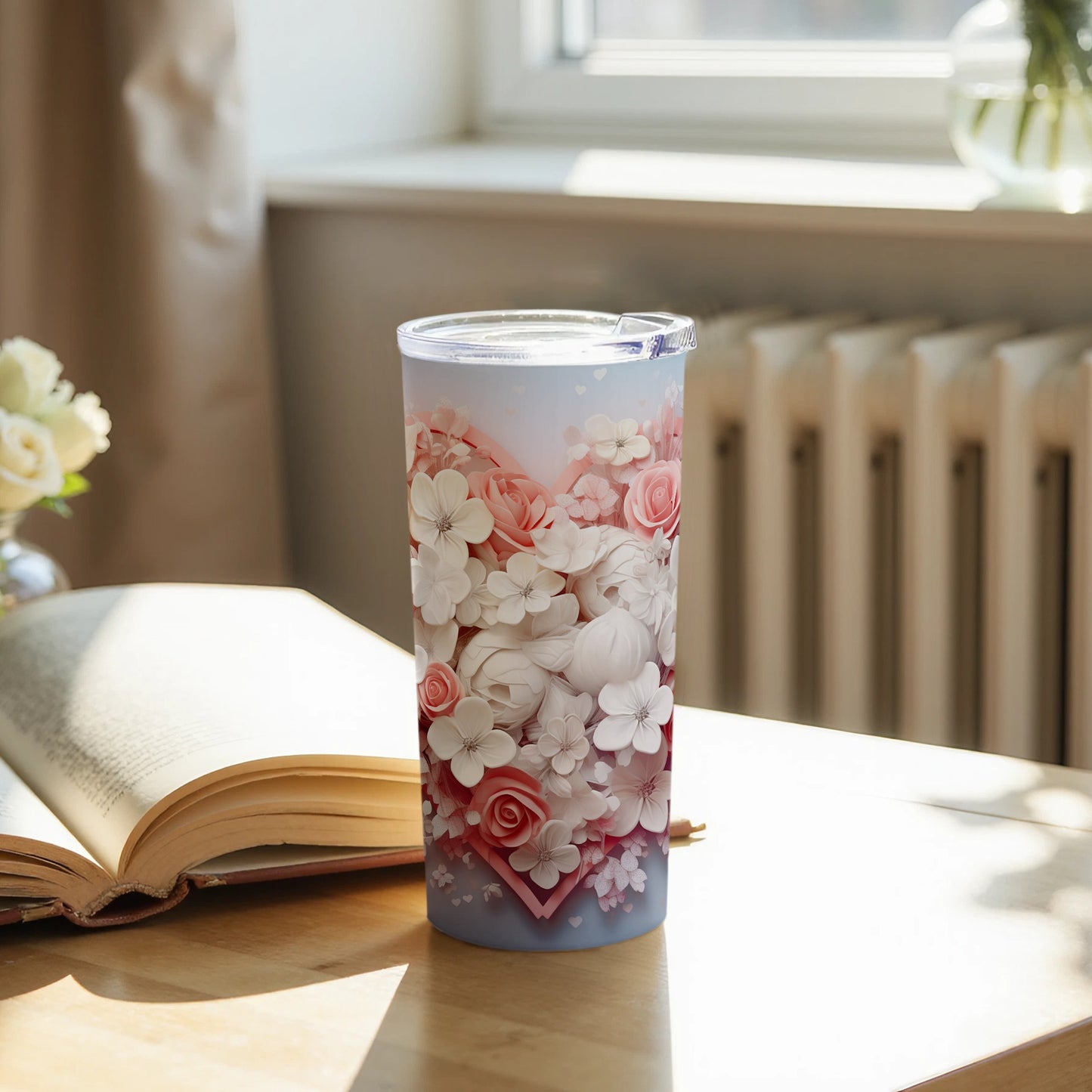 Elegant Floral Gradient Design Tumbler for Everyday Use