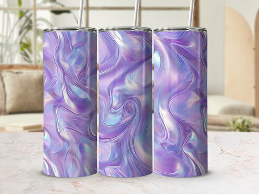 Abstract Fluid Swirls Lavender And Silver Tones Tumblers