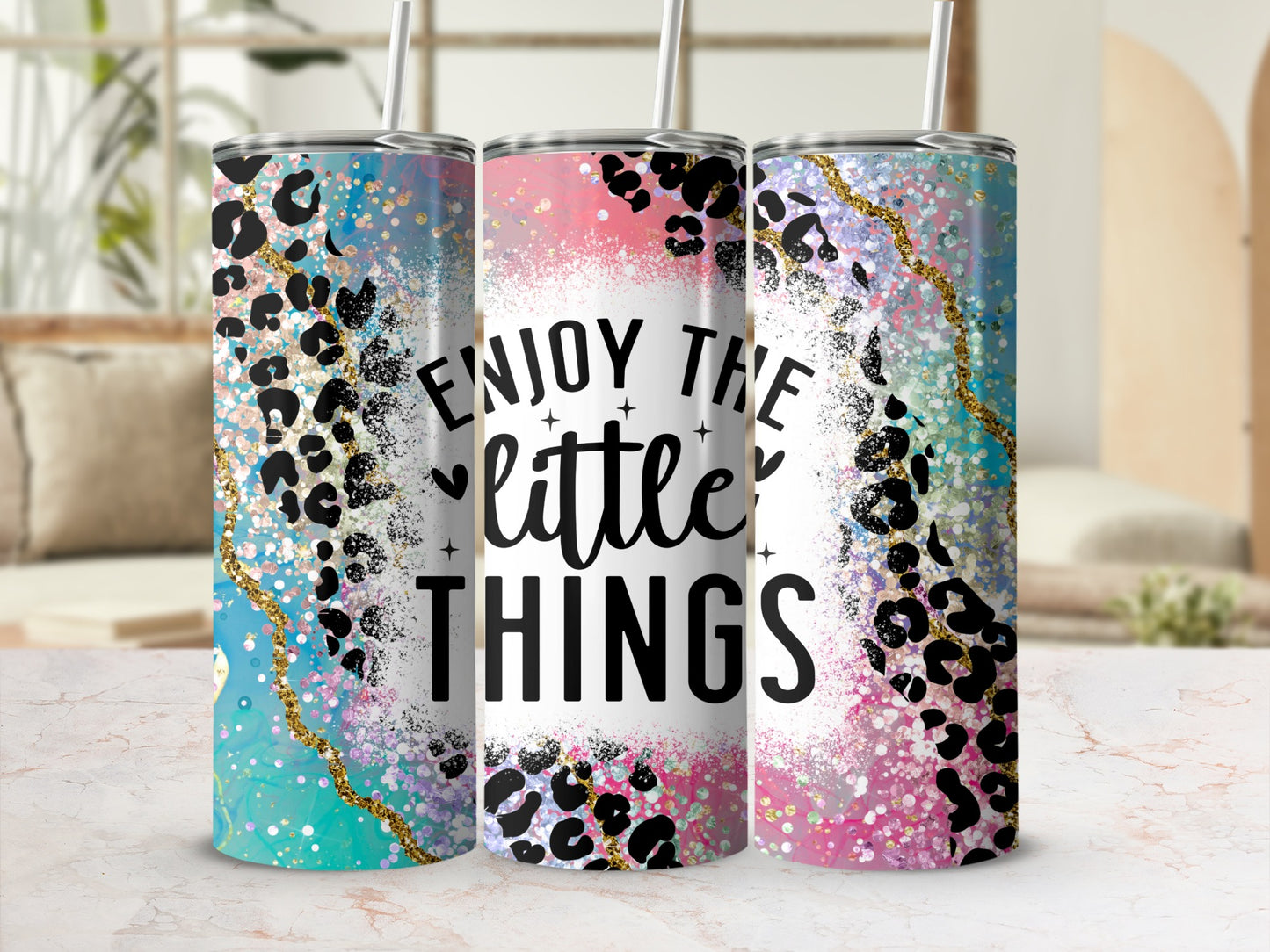 Enjoy The Little Things Leopard Print Tumbler