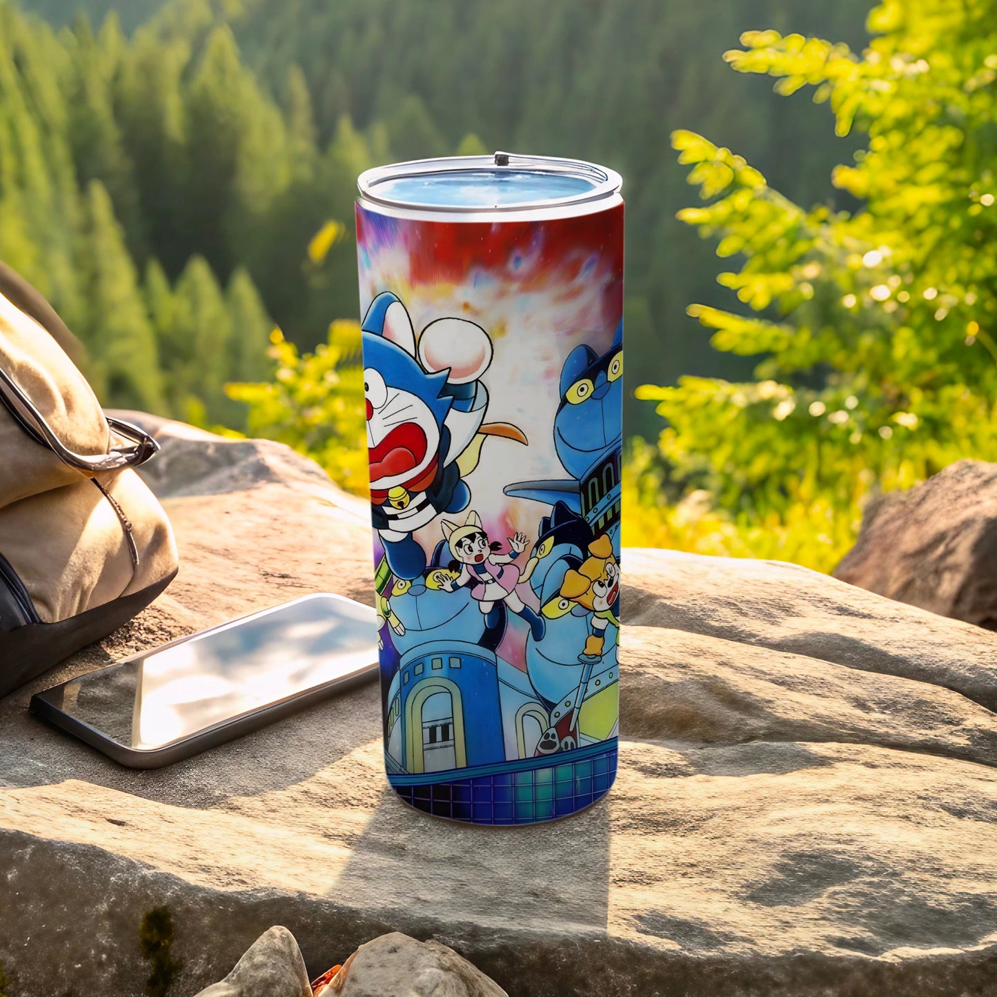 Vintage Cartoon Characters Graphic Tumbler Flask