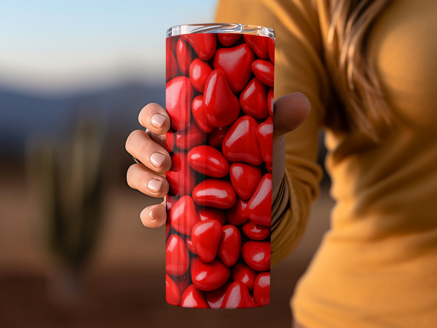 Red Heart Shaped Objects Design Background For Valentines Tumblers