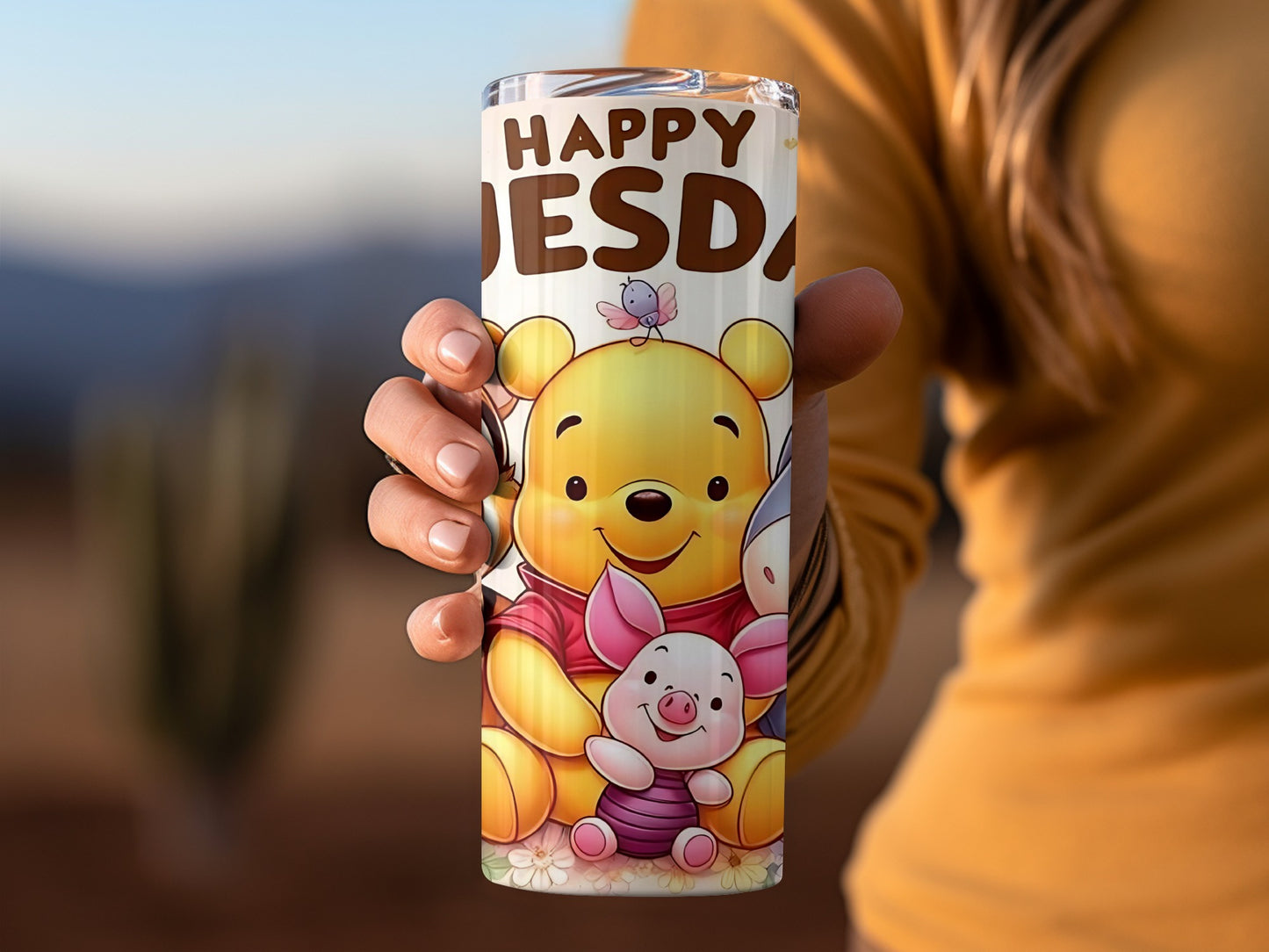 Happy Tuesday Pooh Characters Digital Art Funny Tumblers