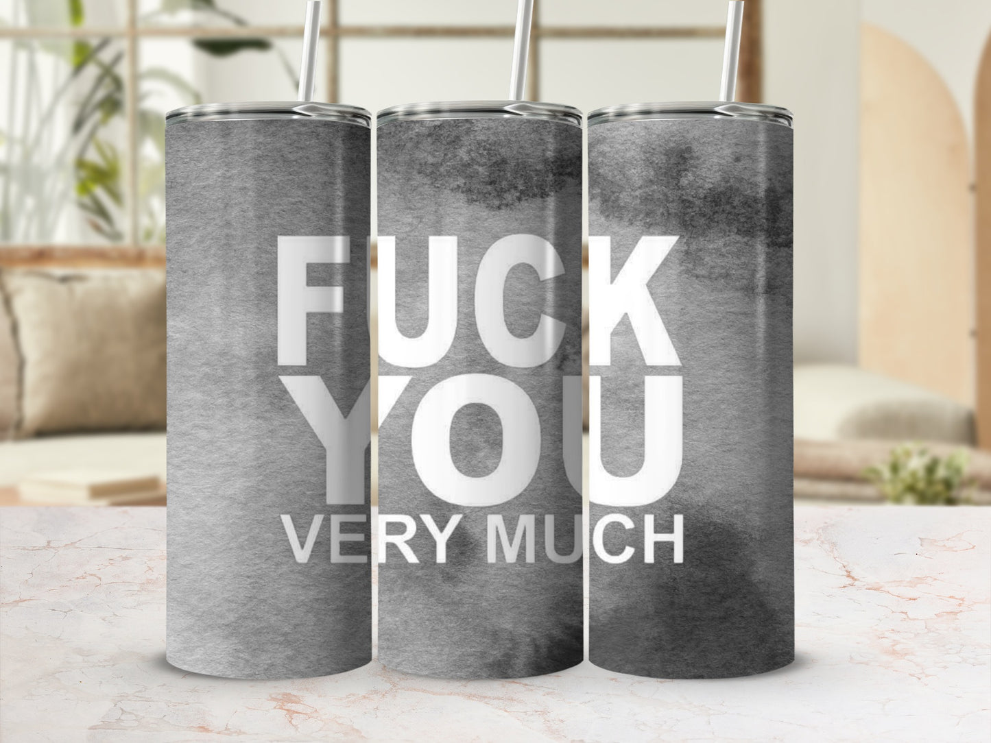 FUCK YOU VERY MUCH Travel Mug with Straw Tumbler