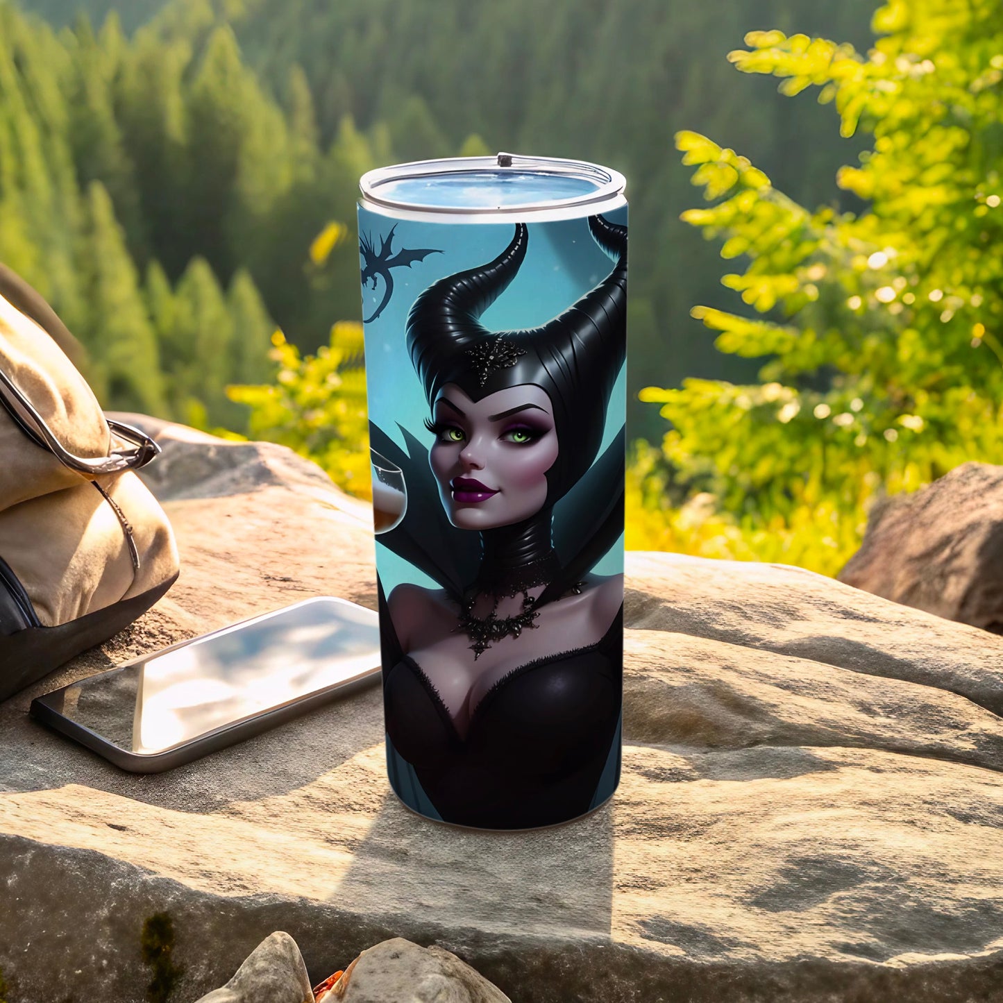 Villainous Sorceress Design Travel Tumbler Cup Flask