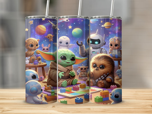 Adorable Space Creatures Themed Tumbler Cup