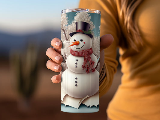 Festive Snowman Design Tumbler for Winter Season