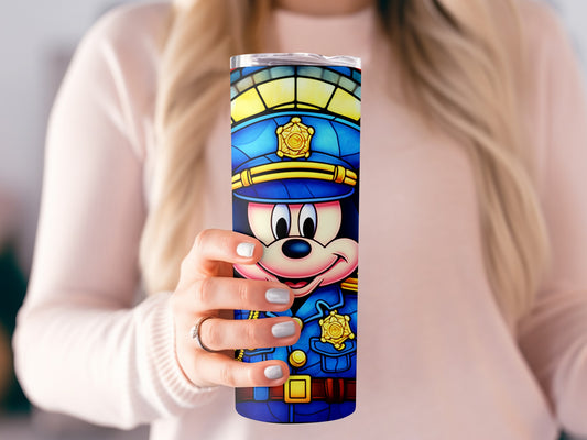 Adorable Cartoon Police Officer Character Tumbler Cup