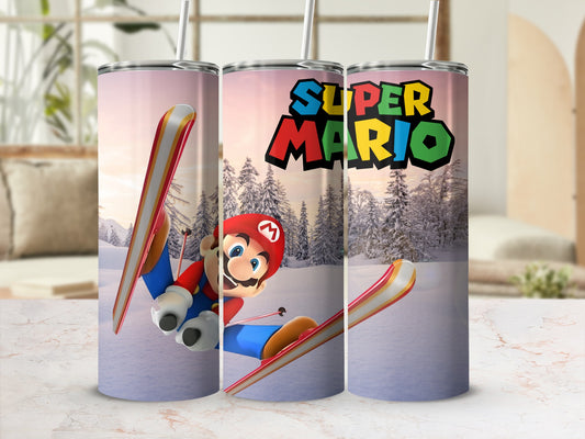 Super Mario Winter Sports Scene Drinking Tumbler