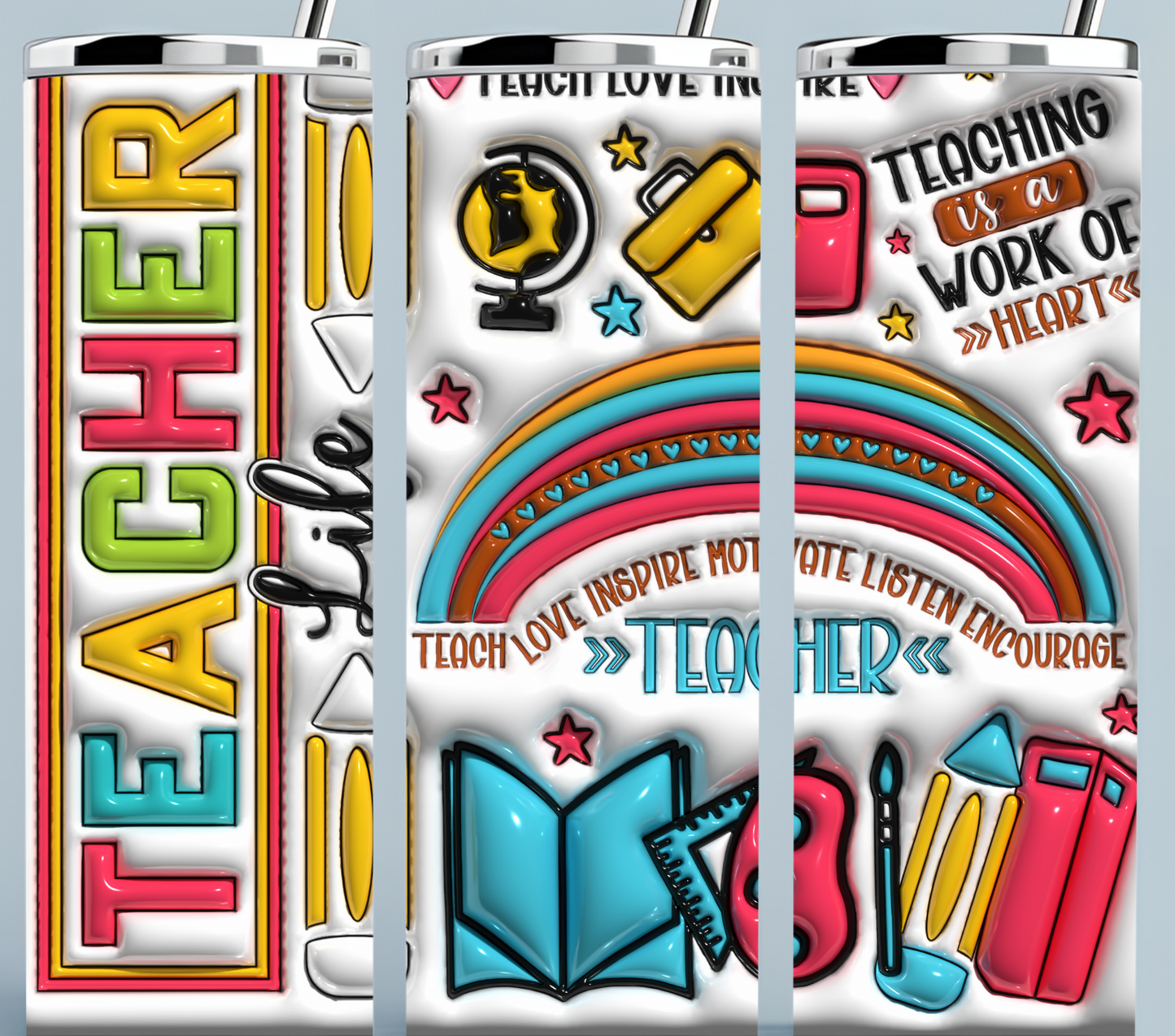 Teach Love Heart Teacher Tumbler