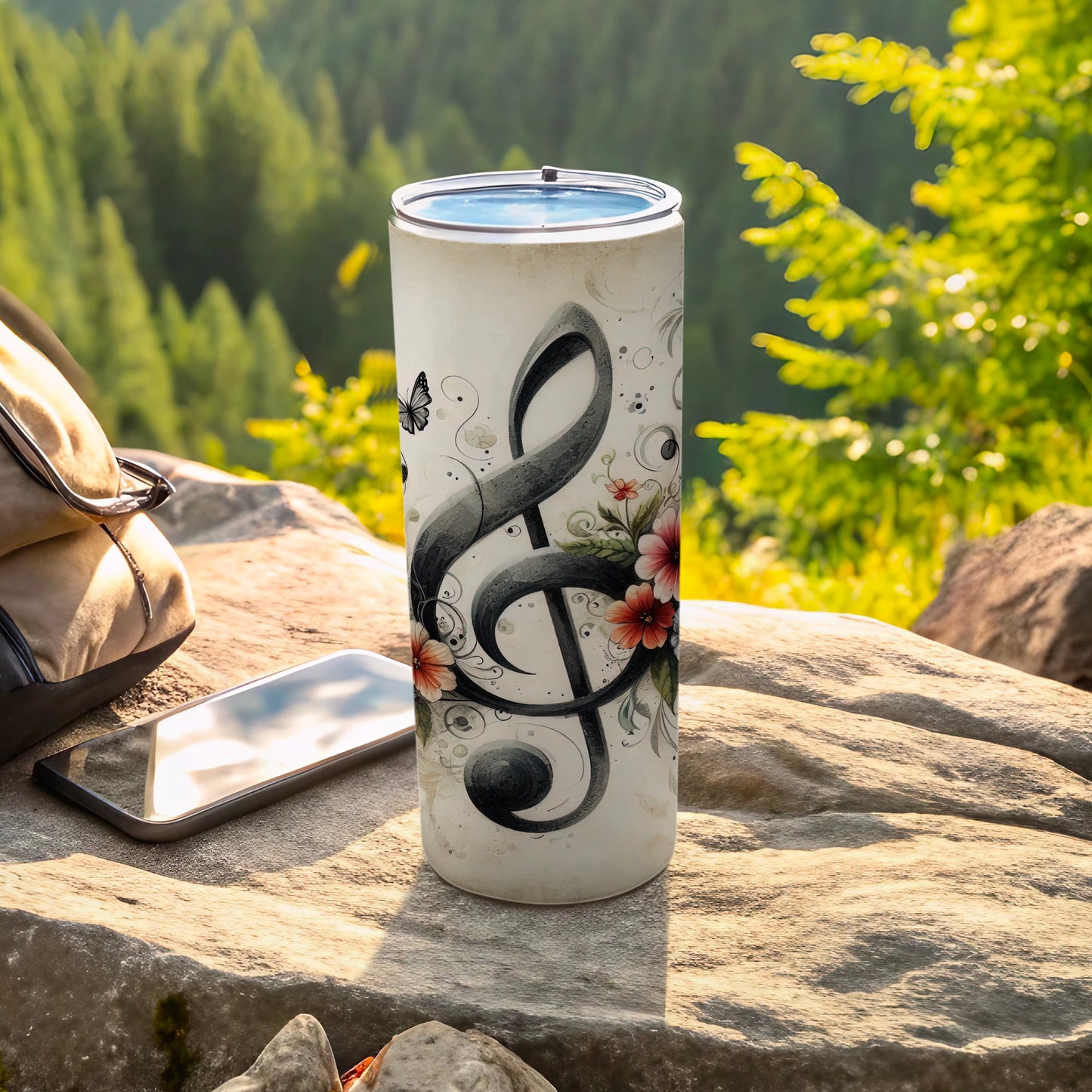 Treble Clef Floral Butterfly Outdoor Tumbler product type