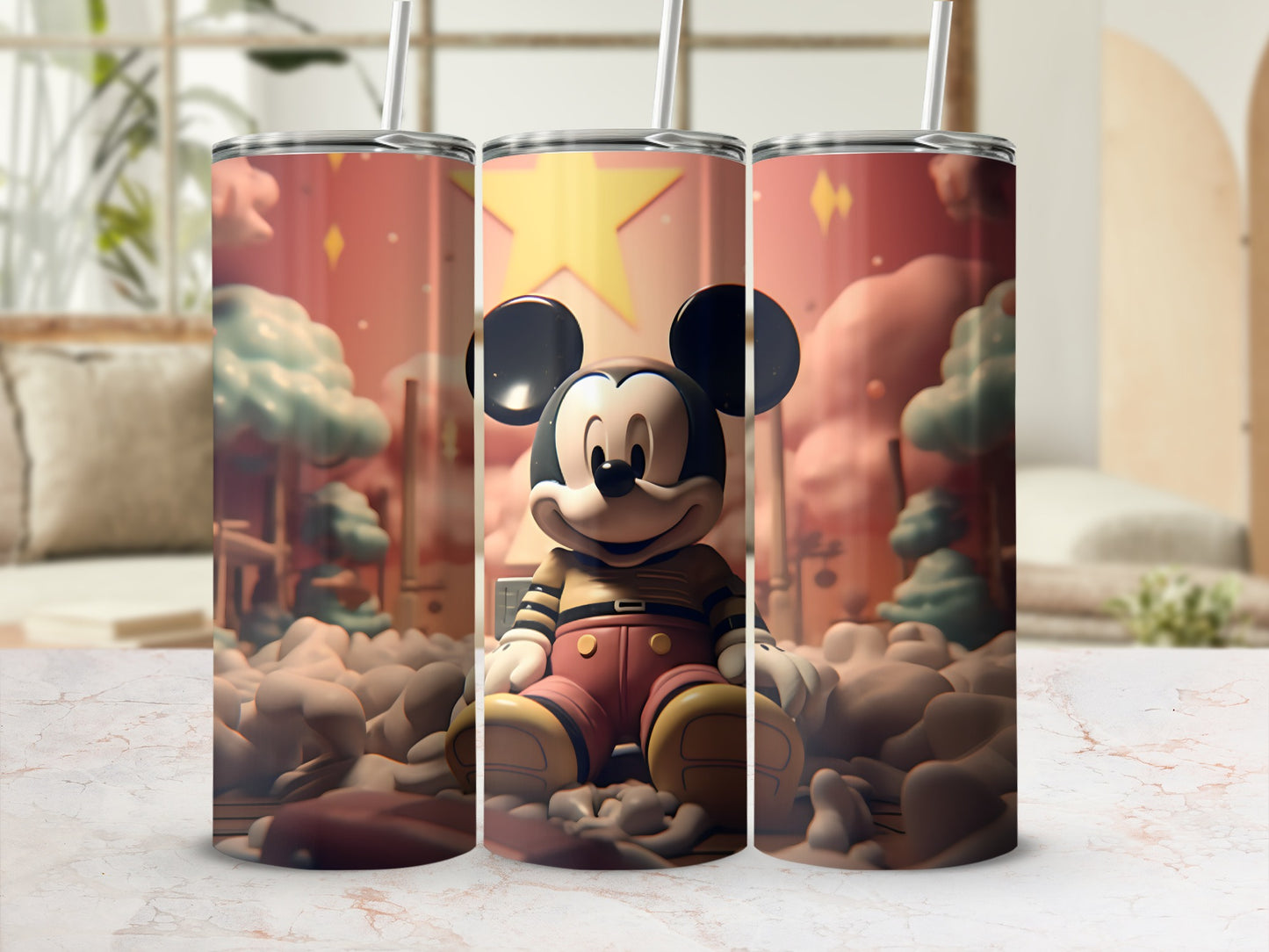 Cute Mickey Mouse Tumbler with Cozy Forest Design